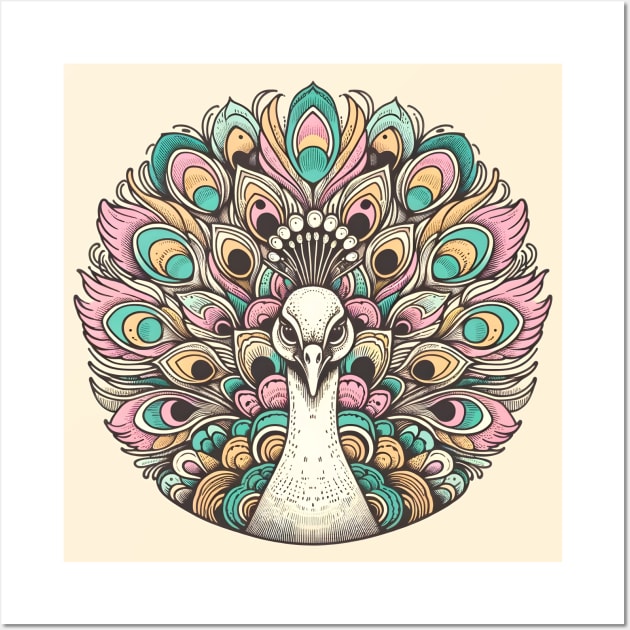 Pastel Majesty - Ornate Peacock Illustration Wall Art by The Tee Bizarre